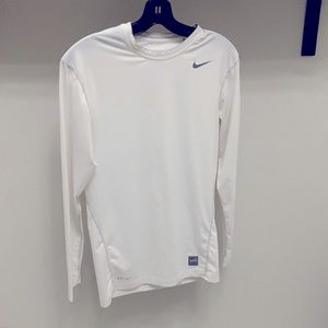 Men’s Nike Pro Compression Long Sleeve Shirt, Color-White, Size: Large